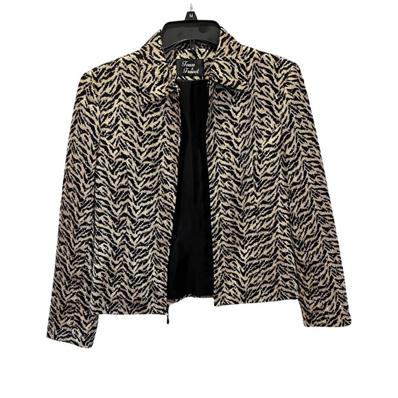 Gold sparkled animal print jacket by Town and Travel. - Picture 2 of 7